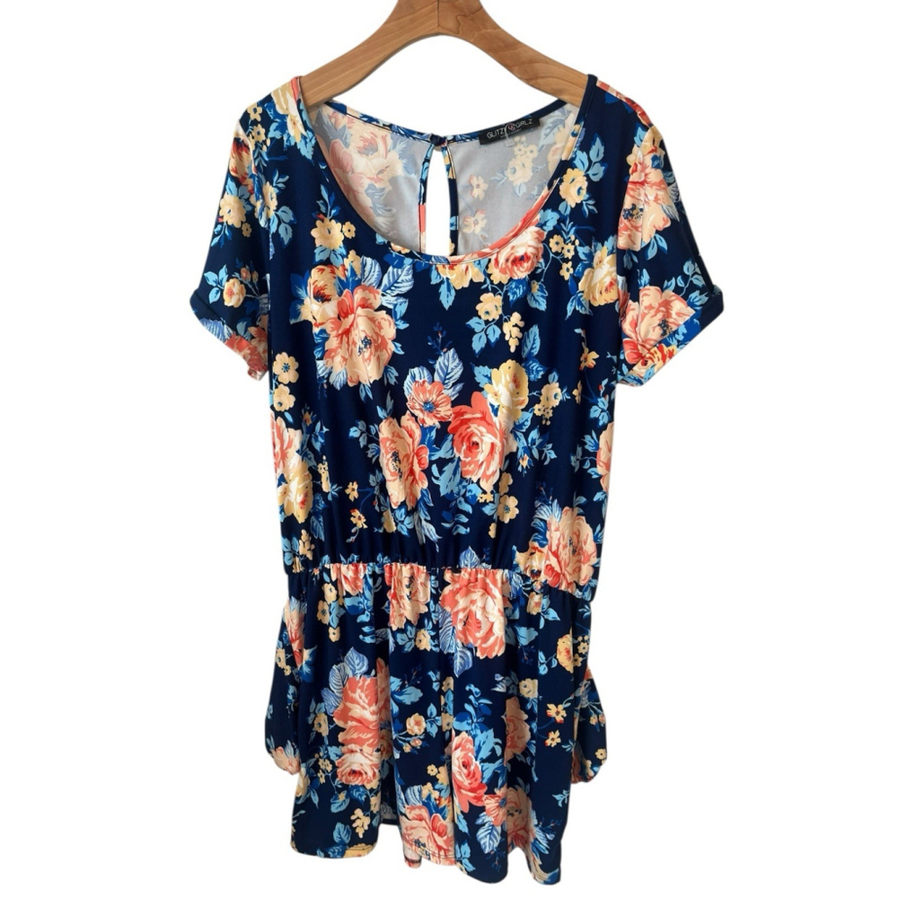 Glitzy Girlz Romper Womens 1XL One Piece Floral Print